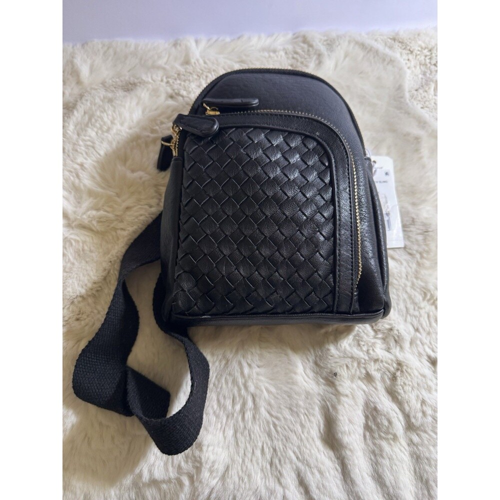 Urban Expressions Liberty Woven Sling Bag Black Hobo Crossbody Shoulder New Mini